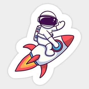 Astronaut Riding Rocket Sticker